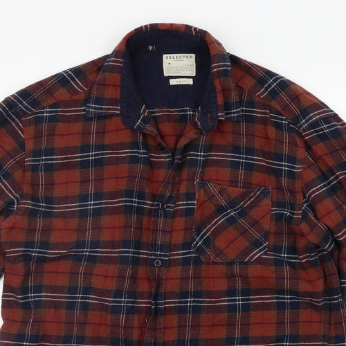 Select Womens Orange Check  Basic Button-Up Size 8