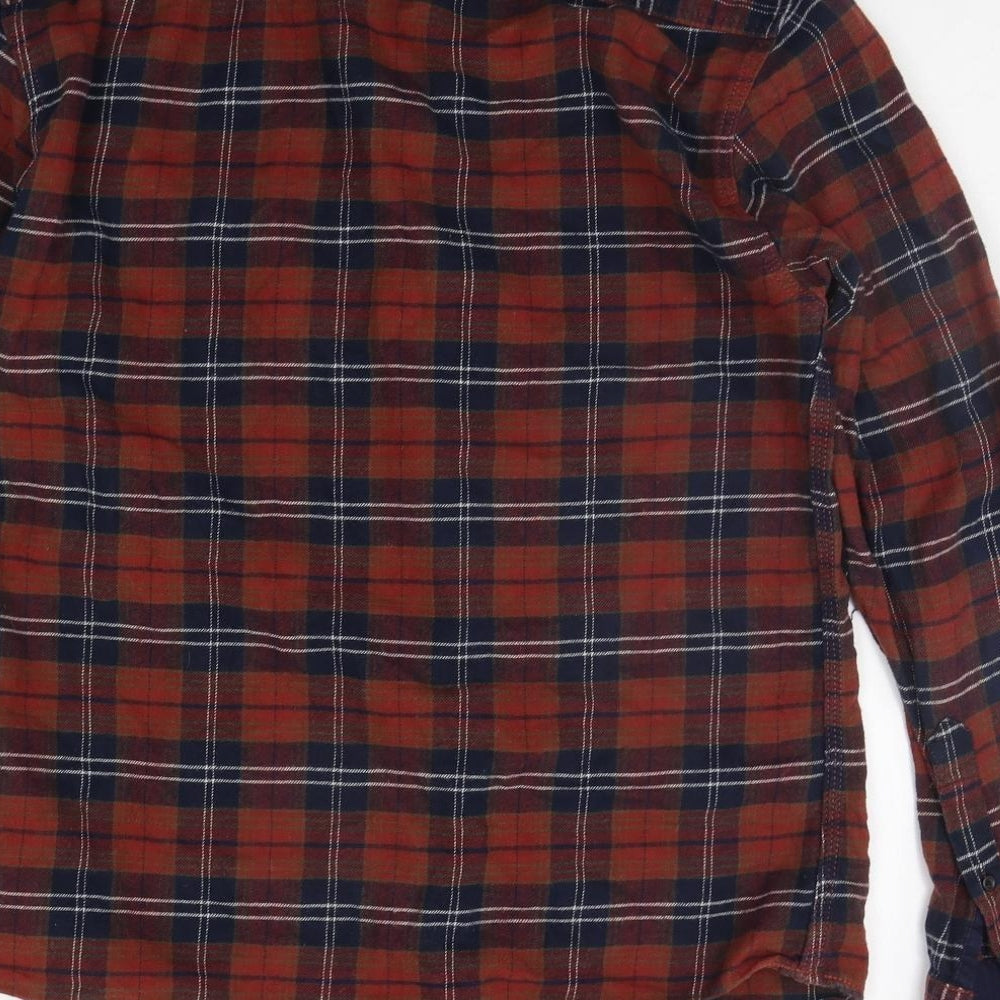 Select Womens Orange Check  Basic Button-Up Size 8