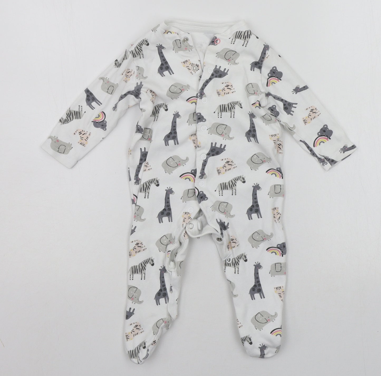 Primark Baby White Geometric  Babygrow One-Piece Size 6-9 Months