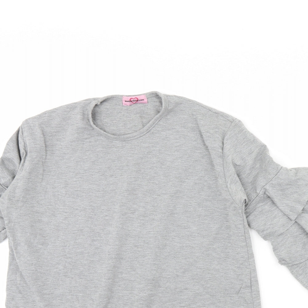 love pink lilly Girls Grey   Basic Blouse Size 13 Years