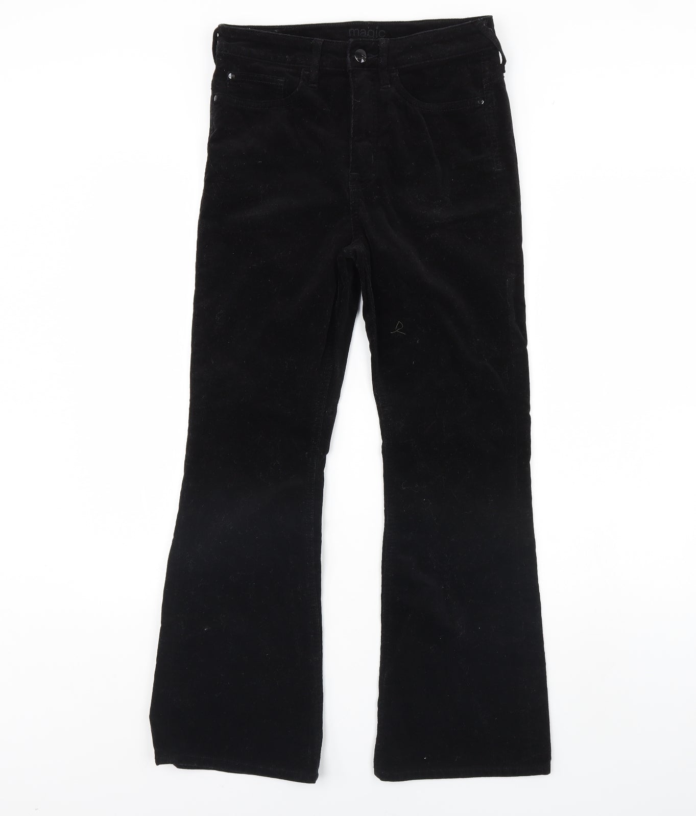 m&s Womens Black  Corduroy Trousers  Size 10 L30 in