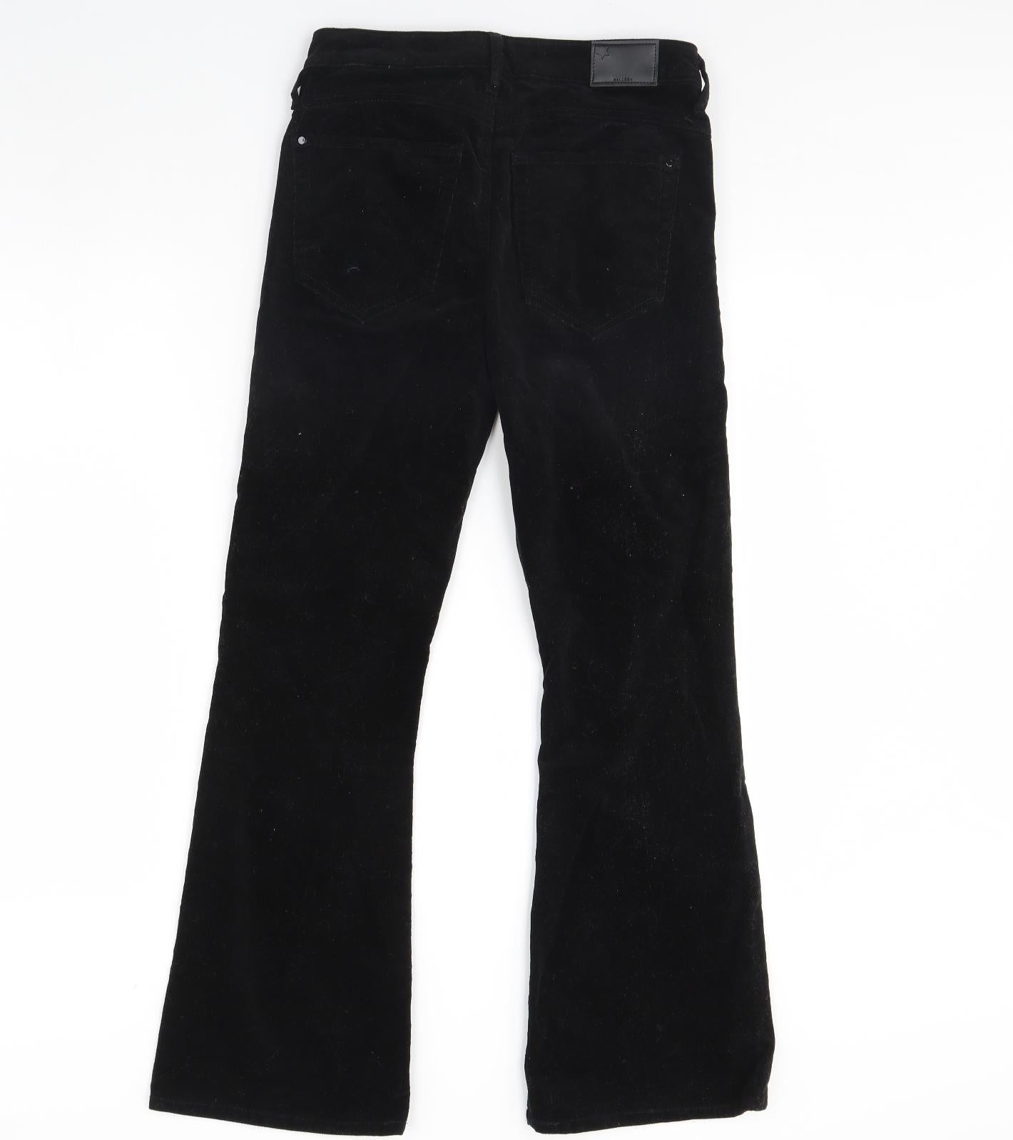m&s Womens Black  Corduroy Trousers  Size 10 L30 in