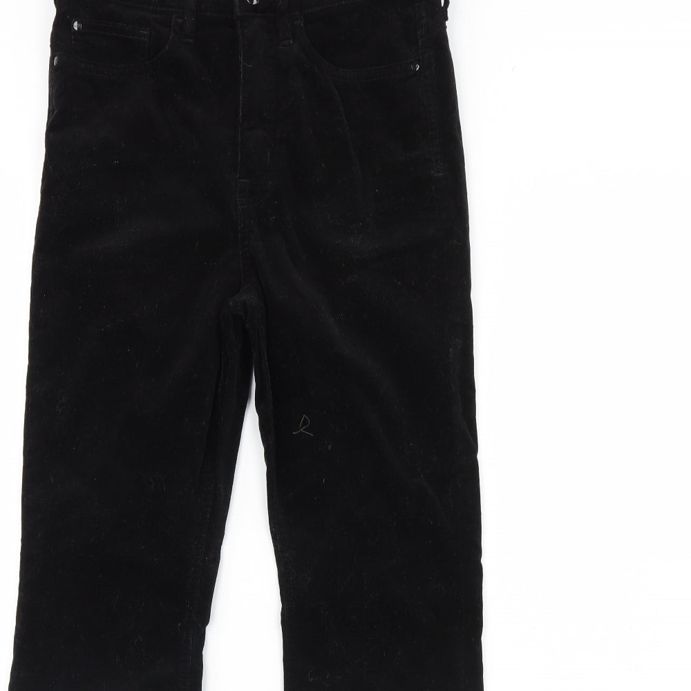 m&s Womens Black  Corduroy Trousers  Size 10 L30 in
