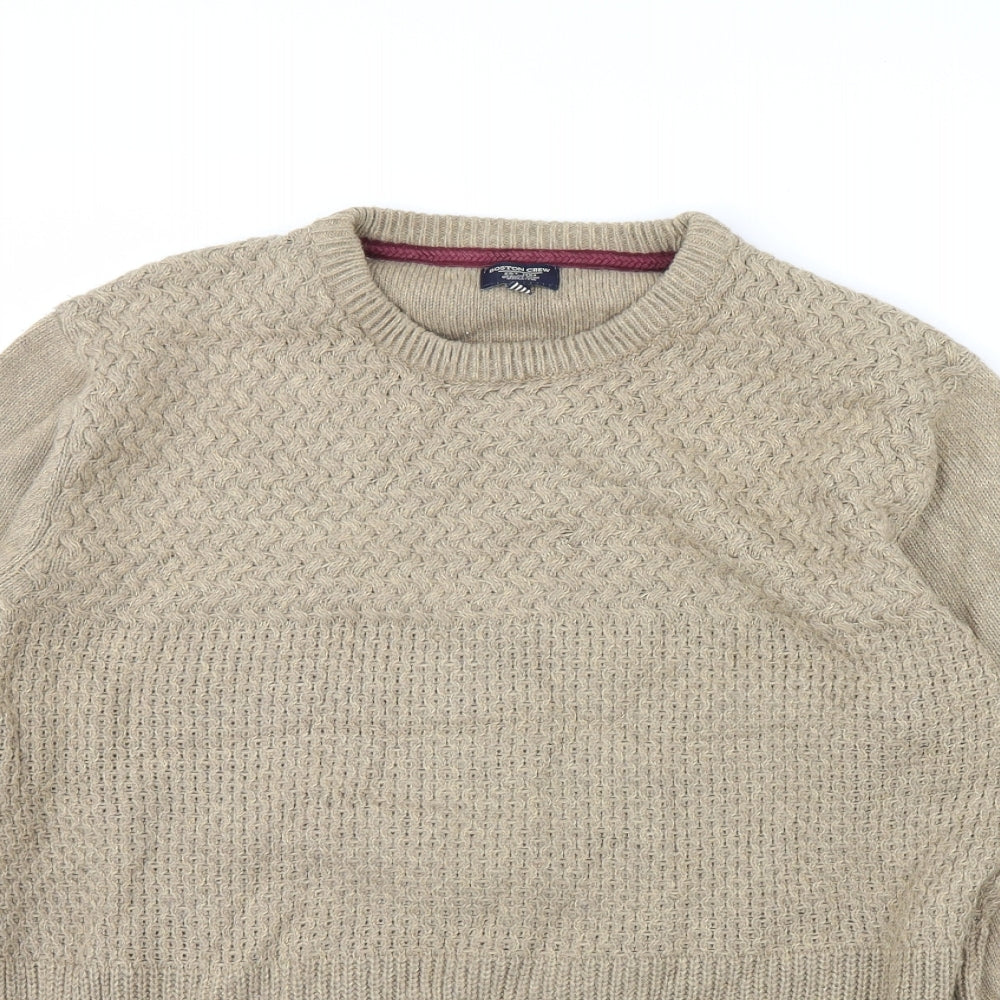 boston crew Mens Beige   Pullover Jumper Size L