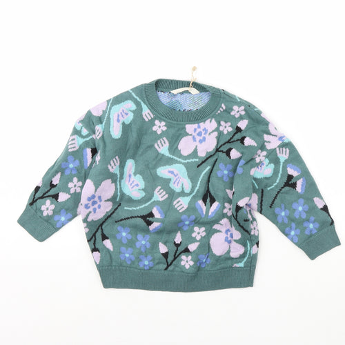MNG Girls Grey Floral  Pullover Jumper Size 4 Years