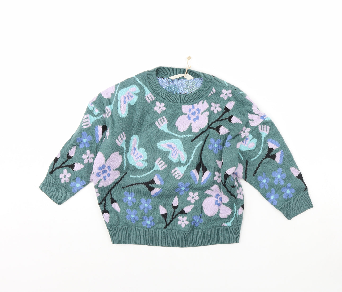 MNG Girls Grey Floral  Pullover Jumper Size 4 Years