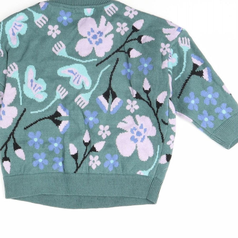 MNG Girls Grey Floral  Pullover Jumper Size 4 Years