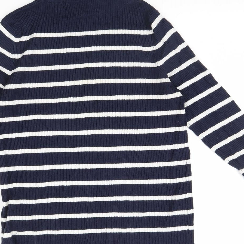 m&s Womens Blue Striped  Pullover Jumper Size 14