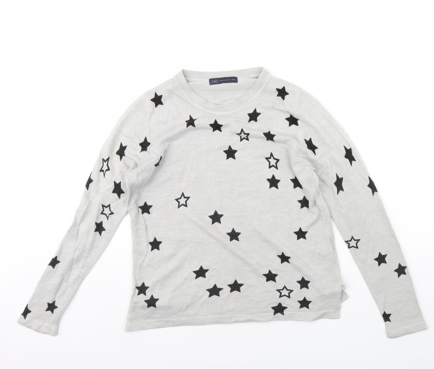 m&s Womens Grey   Pullover Jumper Size 12  - star detail