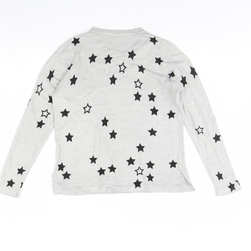 m&s Womens Grey   Pullover Jumper Size 12  - star detail