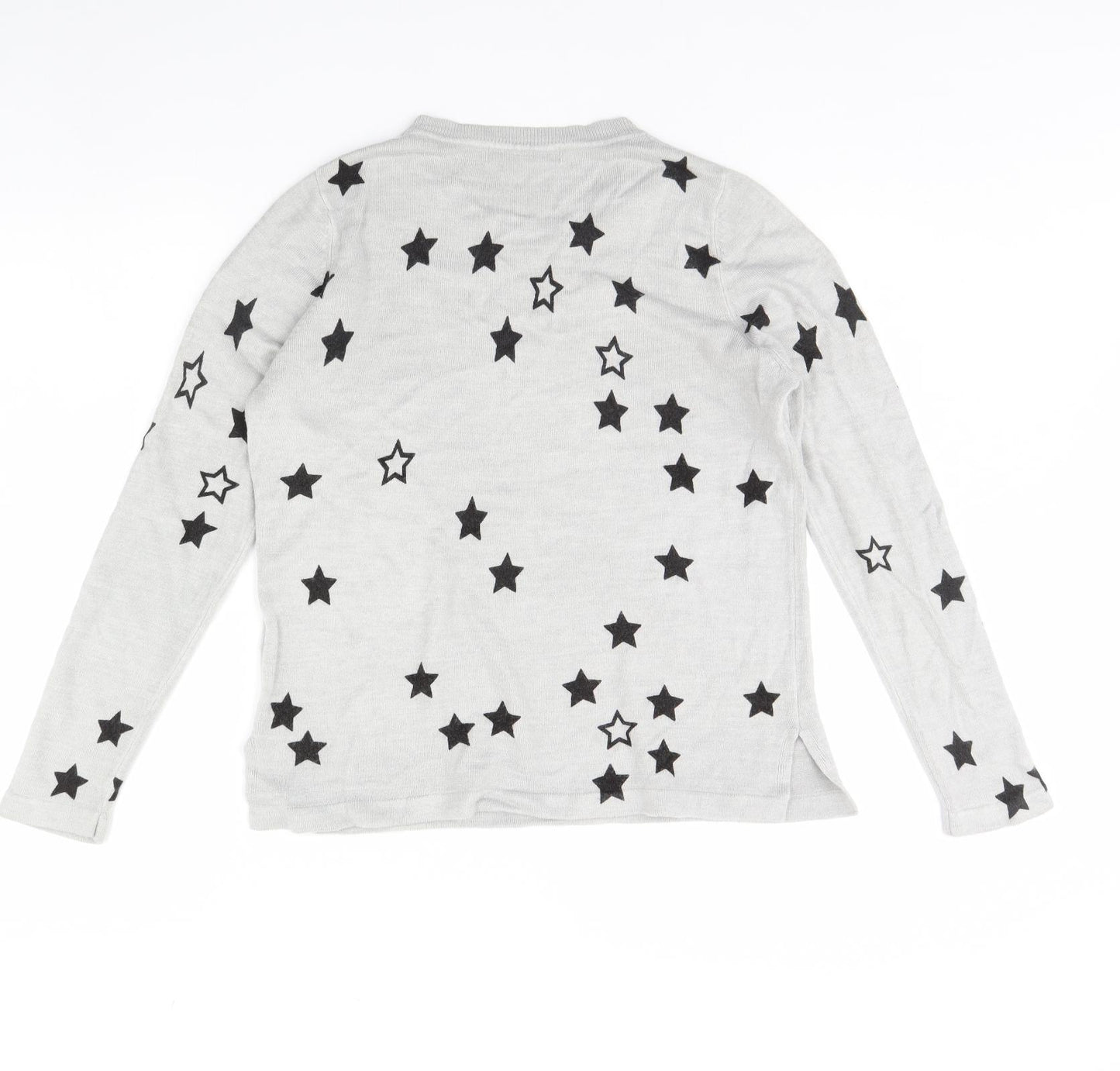 m&s Womens Grey   Pullover Jumper Size 12  - star detail