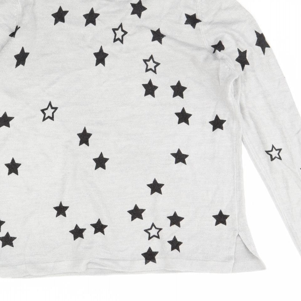 m&s Womens Grey   Pullover Jumper Size 12  - star detail
