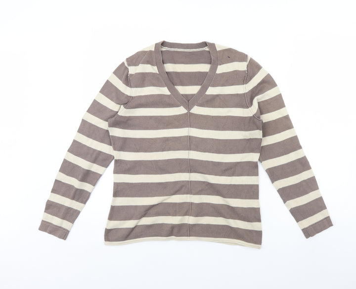 Debenhams Womens Brown Striped Pullover Jumper Size 14