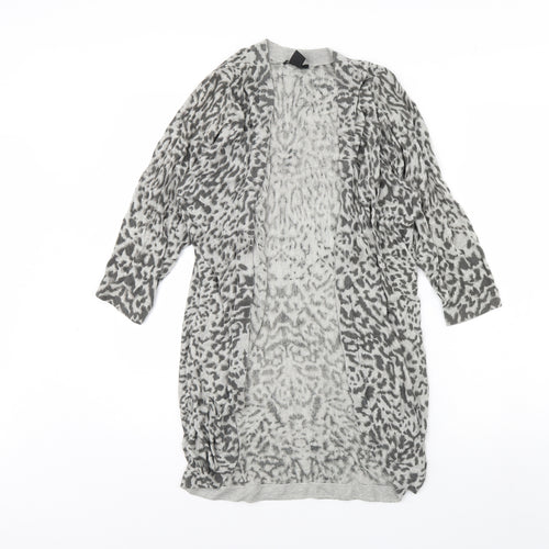 h7m Womens Grey Animal Print  Cardigan Jumper Size XS
