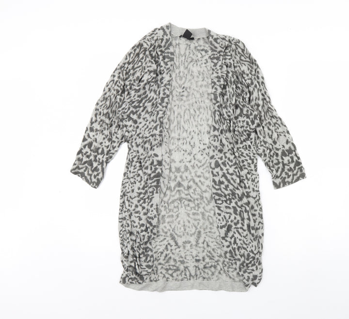 h7m Womens Grey Animal Print  Cardigan Jumper Size XS
