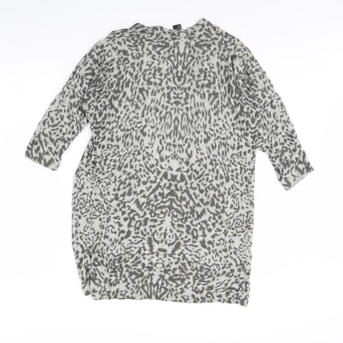 h7m Womens Grey Animal Print  Cardigan Jumper Size XS