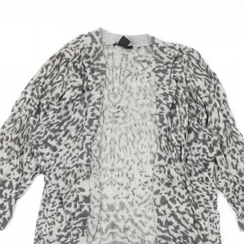 h7m Womens Grey Animal Print  Cardigan Jumper Size XS