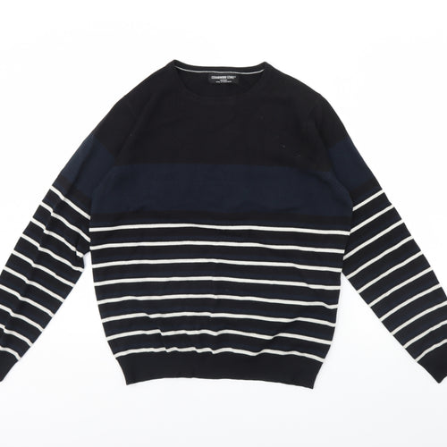 Cedar Wood State Mens Black Striped  Pullover Jumper Size M