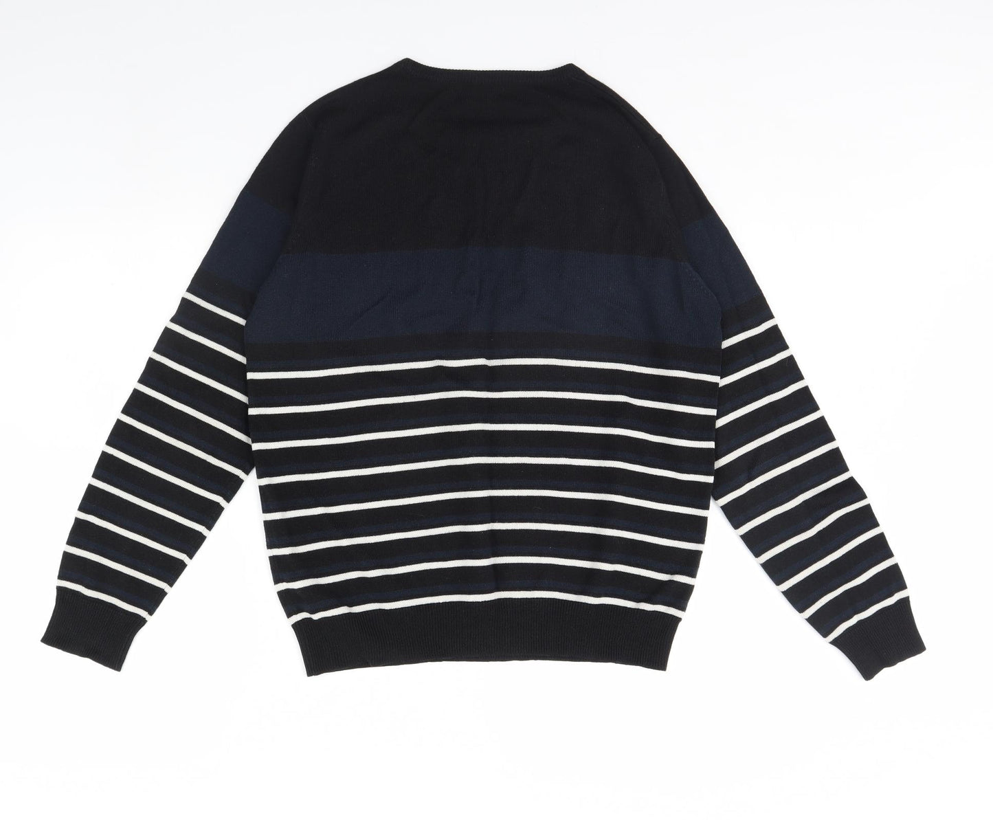 Cedar Wood State Mens Black Striped  Pullover Jumper Size M