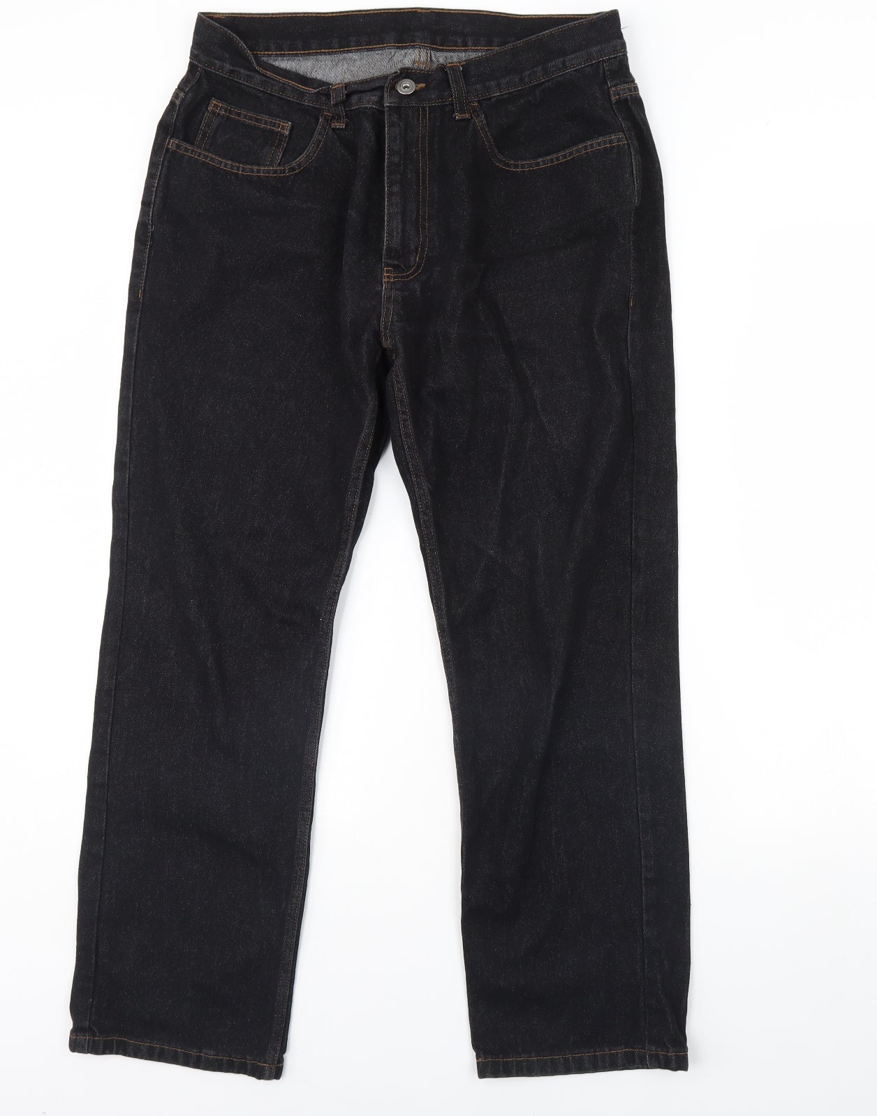 George Mens Black  Denim Straight Jeans Size 34 in L30 in