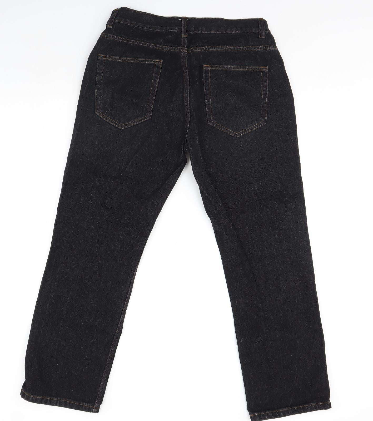 George Mens Black  Denim Straight Jeans Size 34 in L30 in
