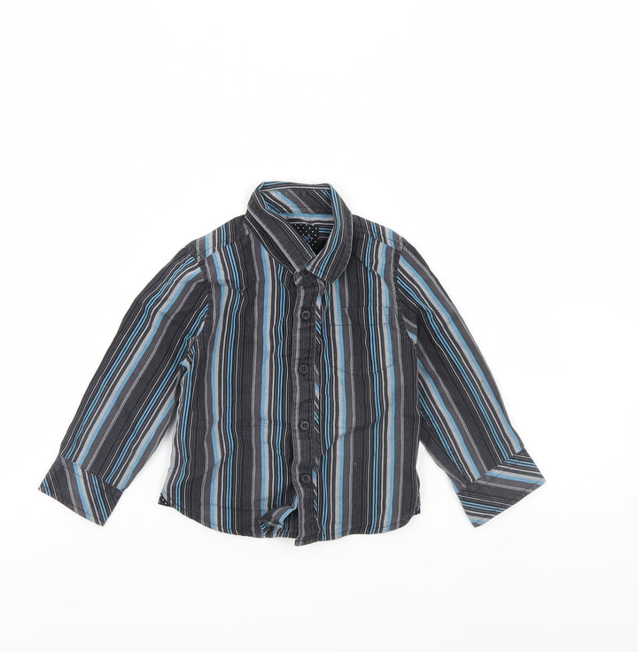 M&S Boys Grey Striped  Basic Button-Up Size 18-24 Months