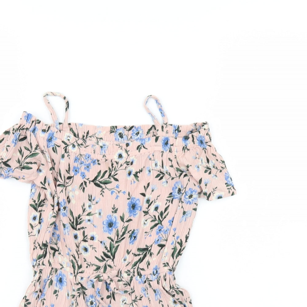 NEXT Girls Pink Floral  Playsuit One-Piece Size 5 Years