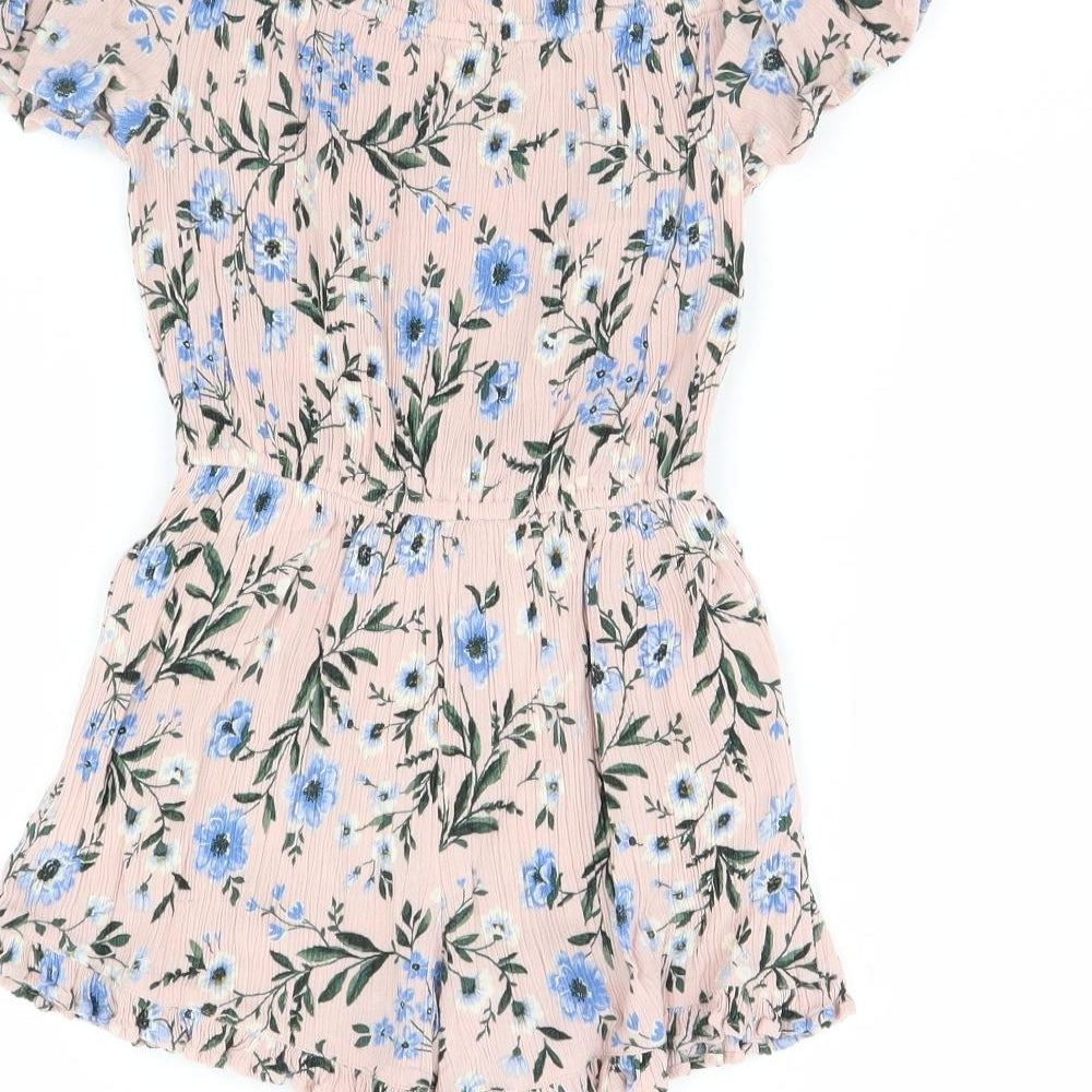 NEXT Girls Pink Floral  Playsuit One-Piece Size 5 Years