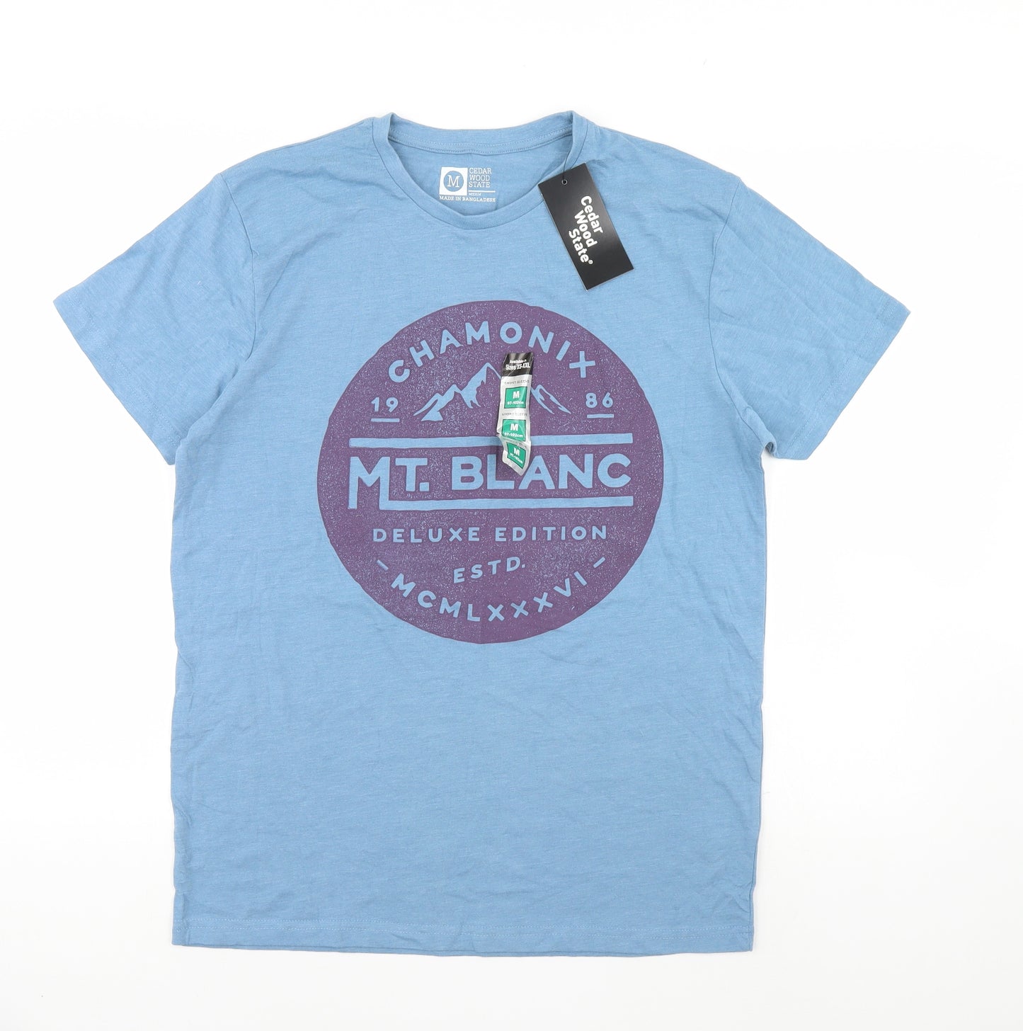 Cedar Wood State Mens Blue    T-Shirt Size M