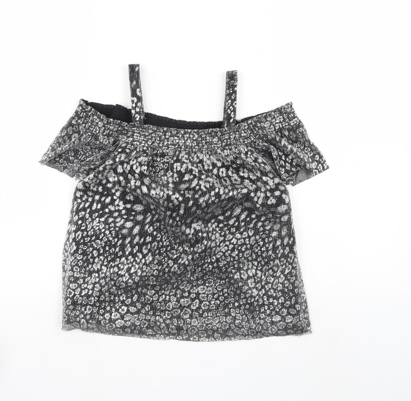 NEXT Girls Silver Animal Print  Basic Blouse Size 7 Years