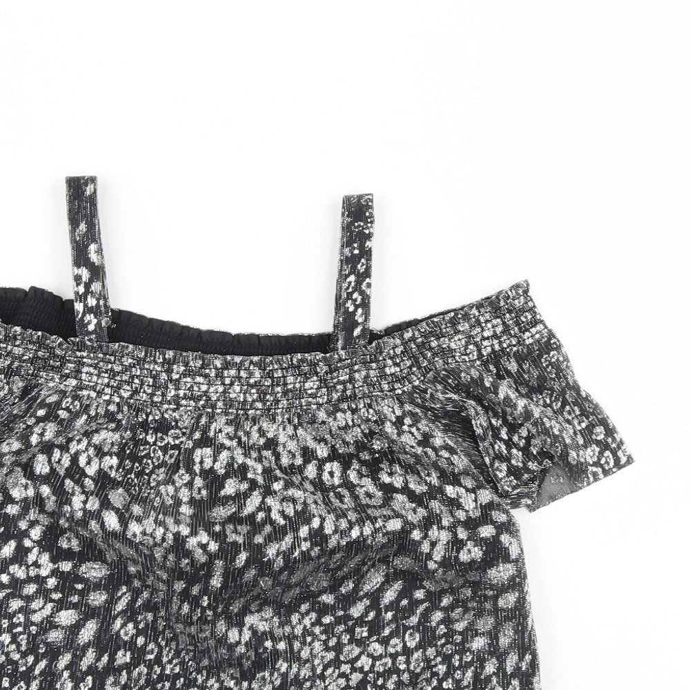 NEXT Girls Silver Animal Print  Basic Blouse Size 7 Years