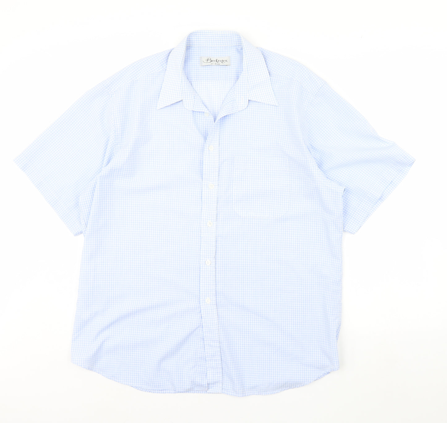 Berketex Mens Blue Plaid   Dress Shirt Size 17