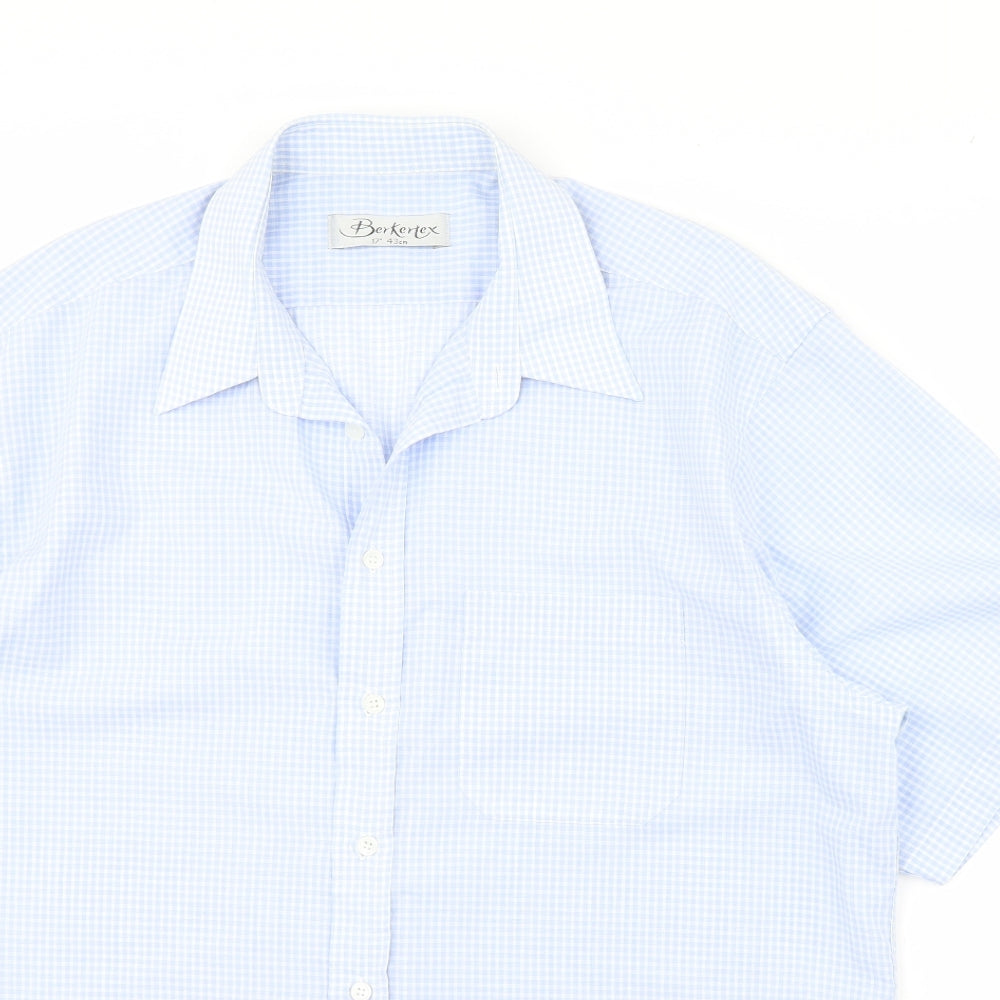 Berketex Mens Blue Plaid   Dress Shirt Size 17