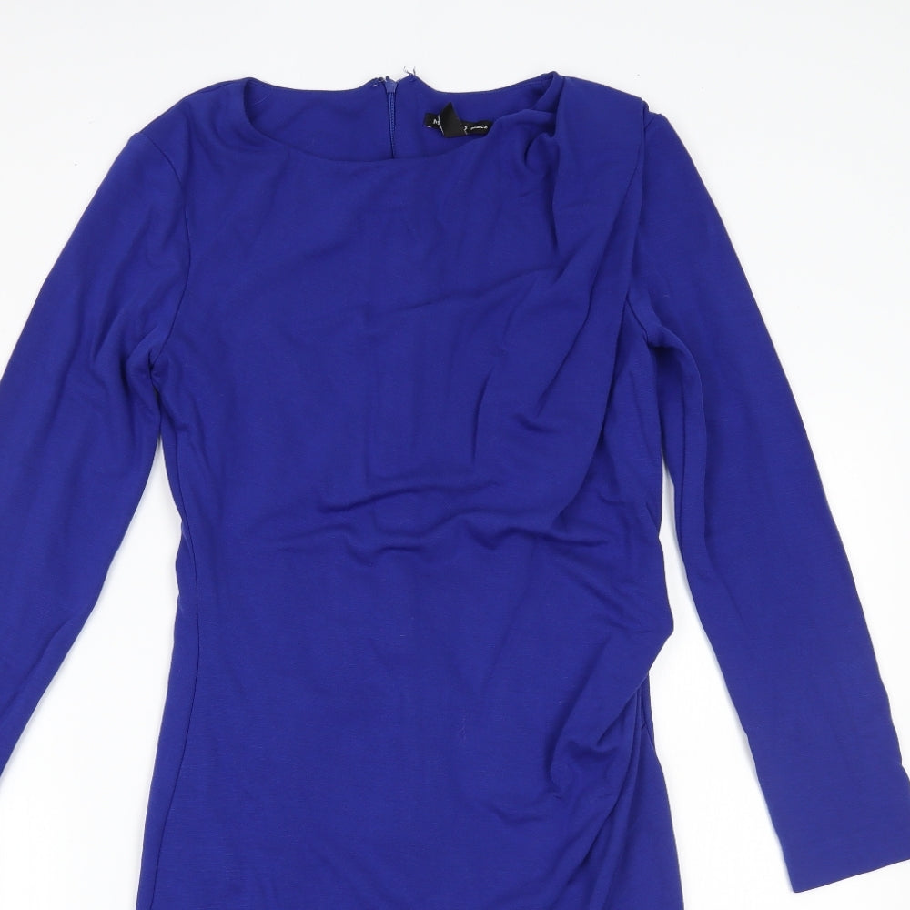 Mango Womens Blue Batik  Bodycon  Size M