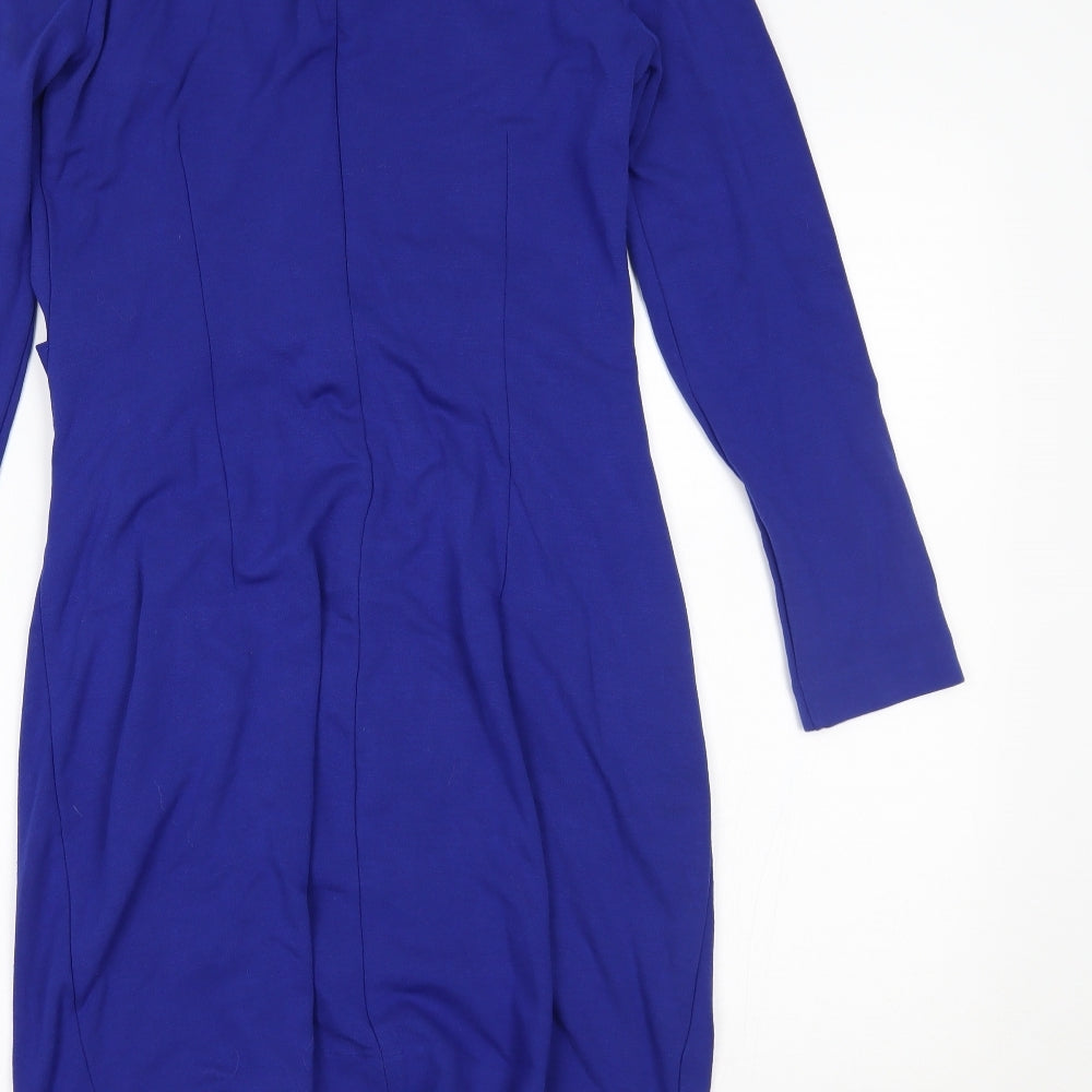 Mango Womens Blue Batik  Bodycon  Size M