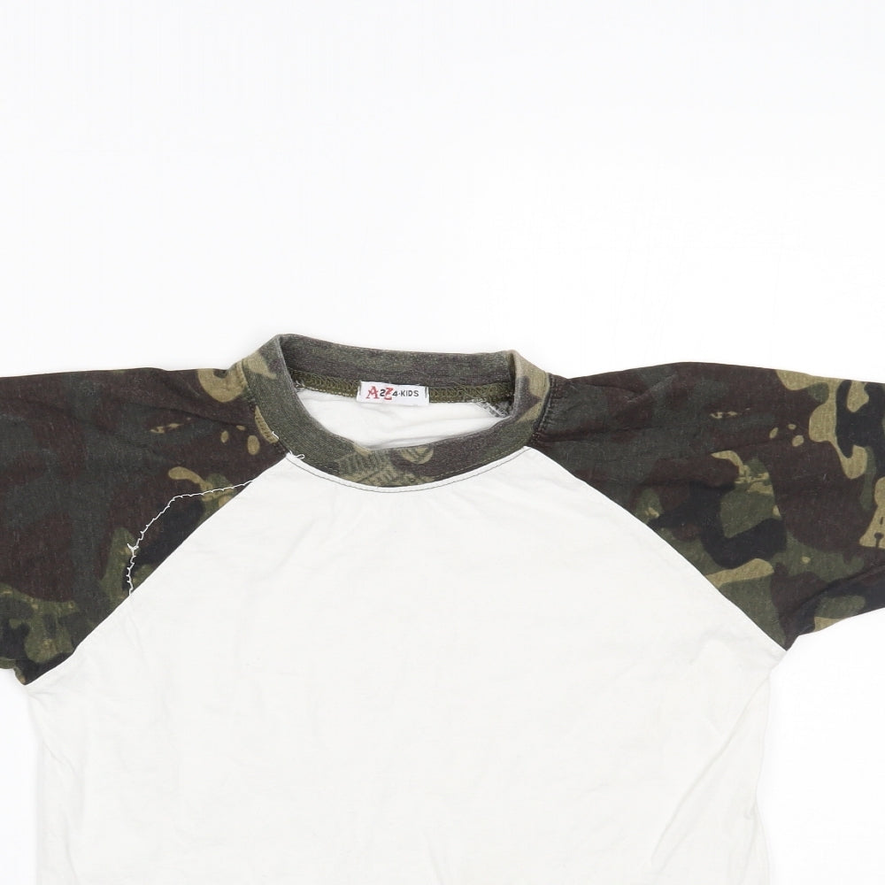A2Z 4 Kids Boys White Camouflage  Basic T-Shirt Size 11-12 Years