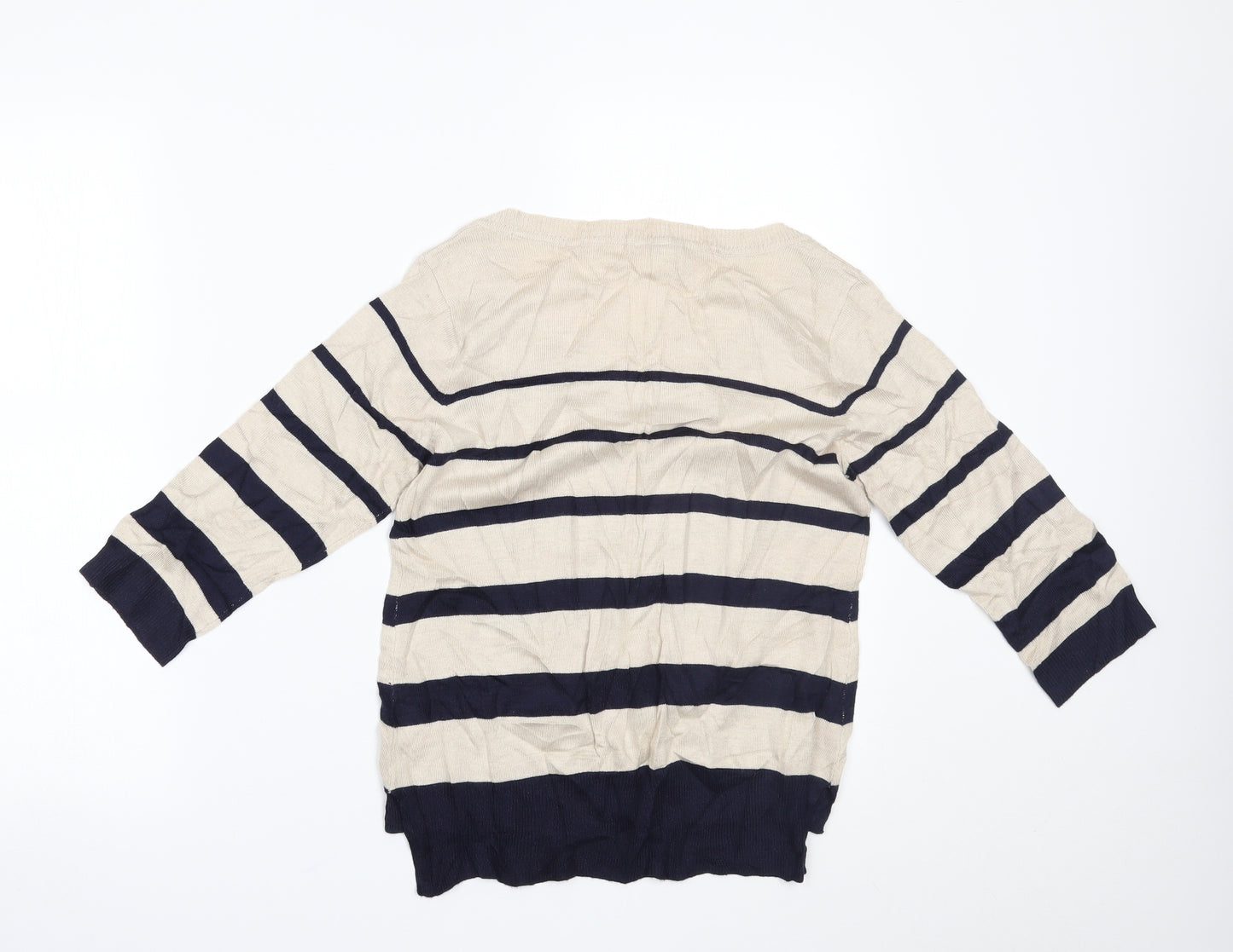 TU Womens Beige Striped  Basic Blouse Size 12