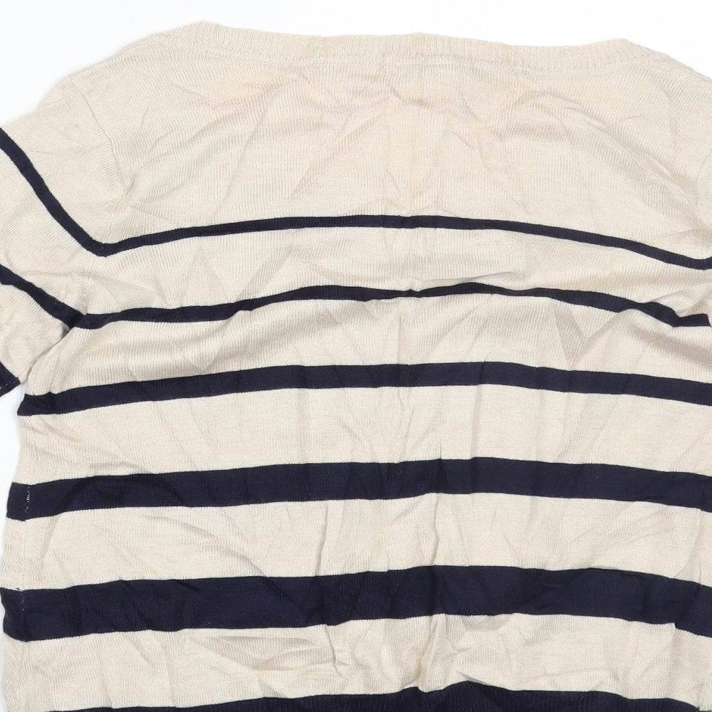 TU Womens Beige Striped  Basic Blouse Size 12