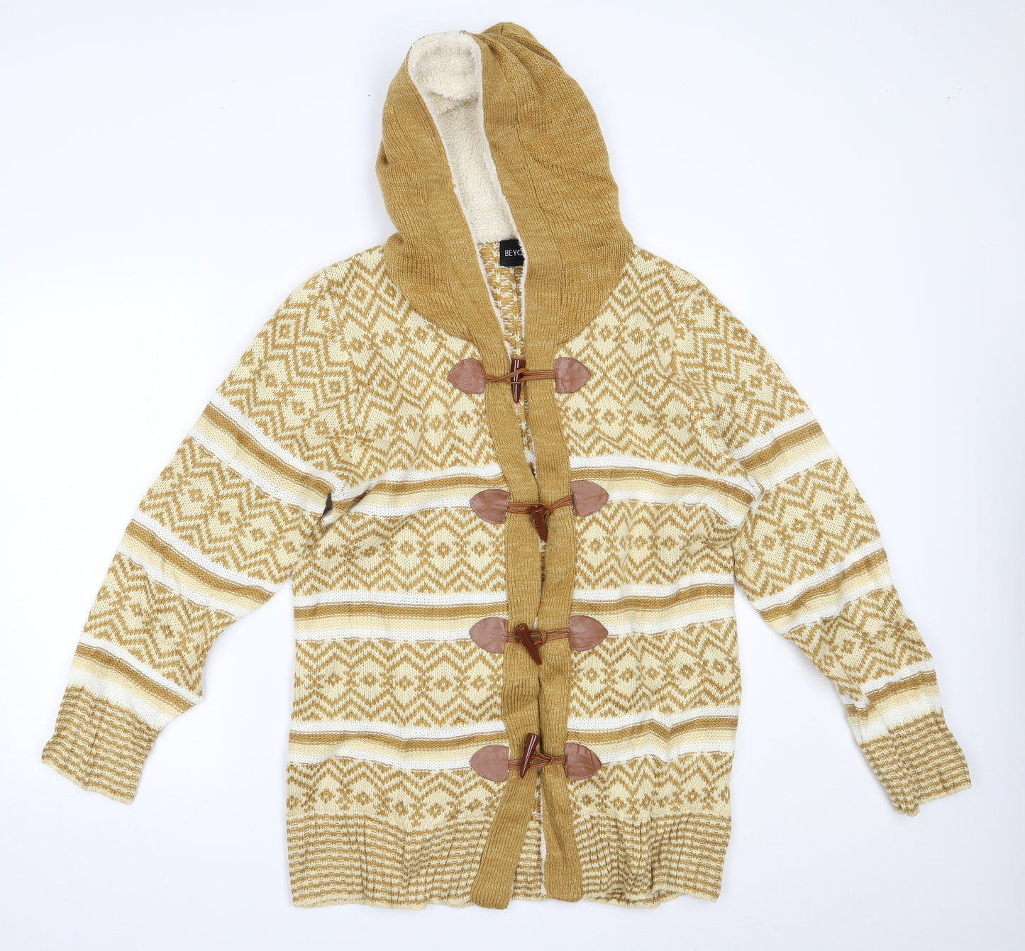 Be You Womens Yellow Fair Isle  Jacket Coatigan Size 18