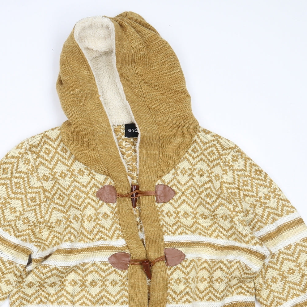 Be You Womens Yellow Fair Isle  Jacket Coatigan Size 18