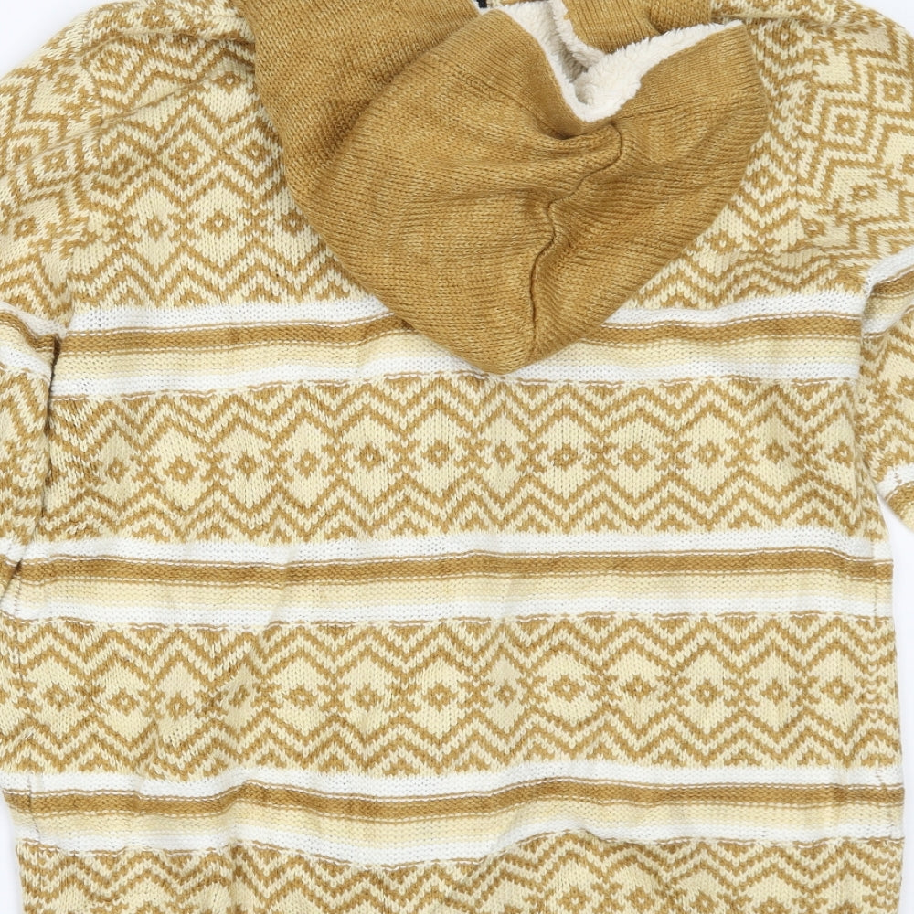 Be You Womens Yellow Fair Isle  Jacket Coatigan Size 18