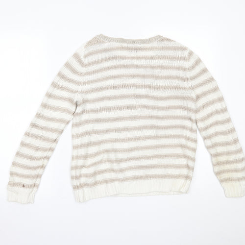 H&M Womens Beige Striped  Pullover Jumper Size XS