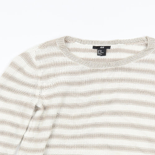 H&M Womens Beige Striped  Pullover Jumper Size XS