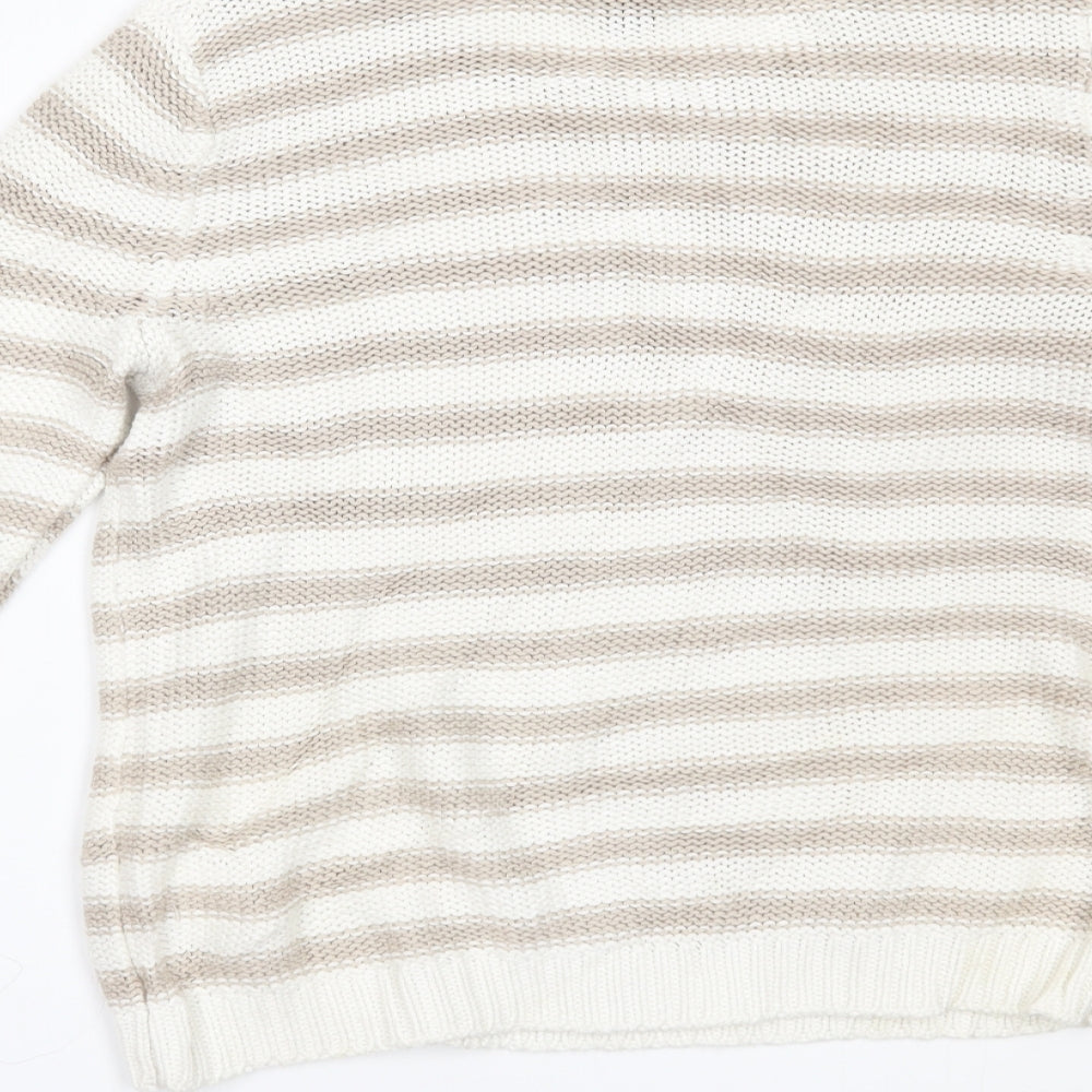 H&M Womens Beige Striped  Pullover Jumper Size XS