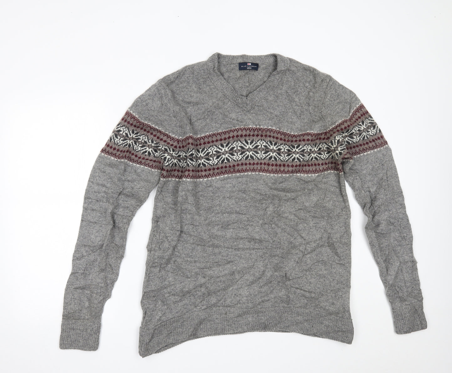 Marks and Spencer Mens Grey Fair Isle  Pullover Jumper Size M