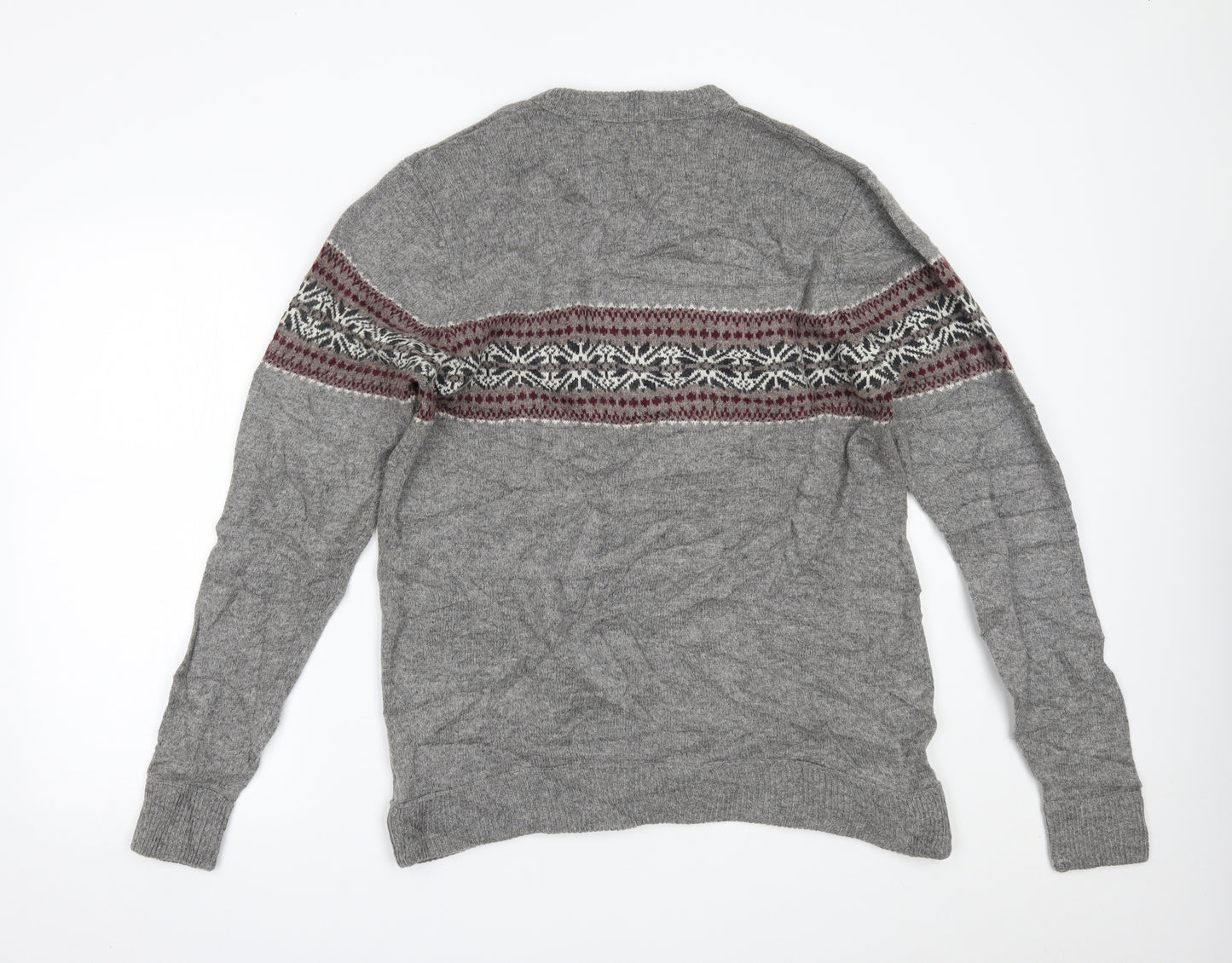 Marks and Spencer Mens Grey Fair Isle  Pullover Jumper Size M