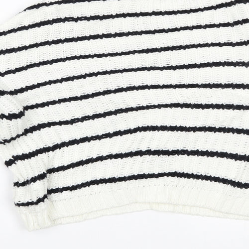 New Look Girls White Striped  Pullover Jumper Size 12-13 Years