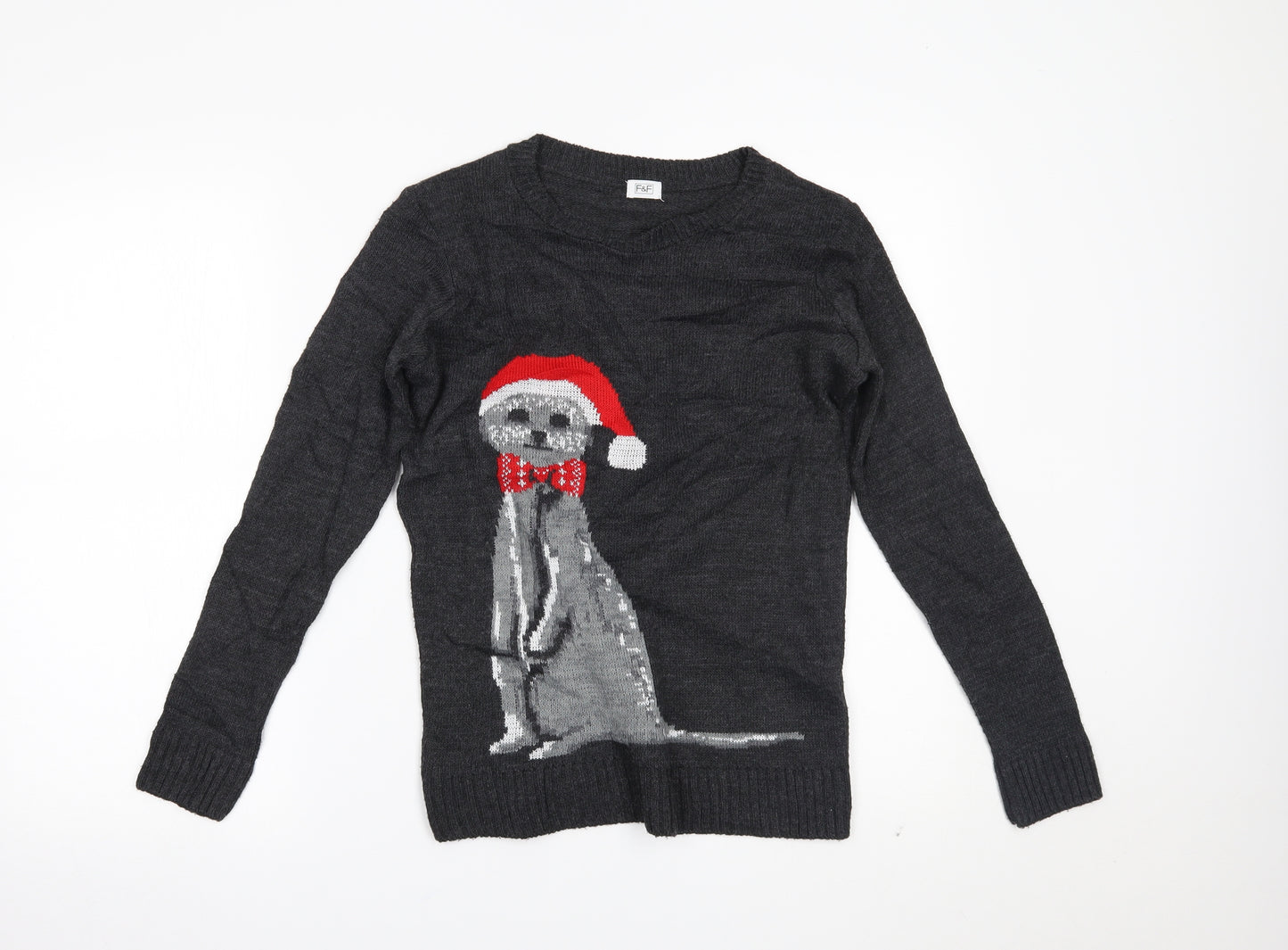 F&F Girls Grey   Pullover Jumper Size 11-12 Years  - CHRISTMAS