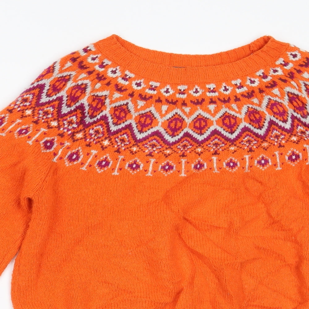 Laura Ashley Womens Orange Fair Isle  Pullover Jumper Size 14
