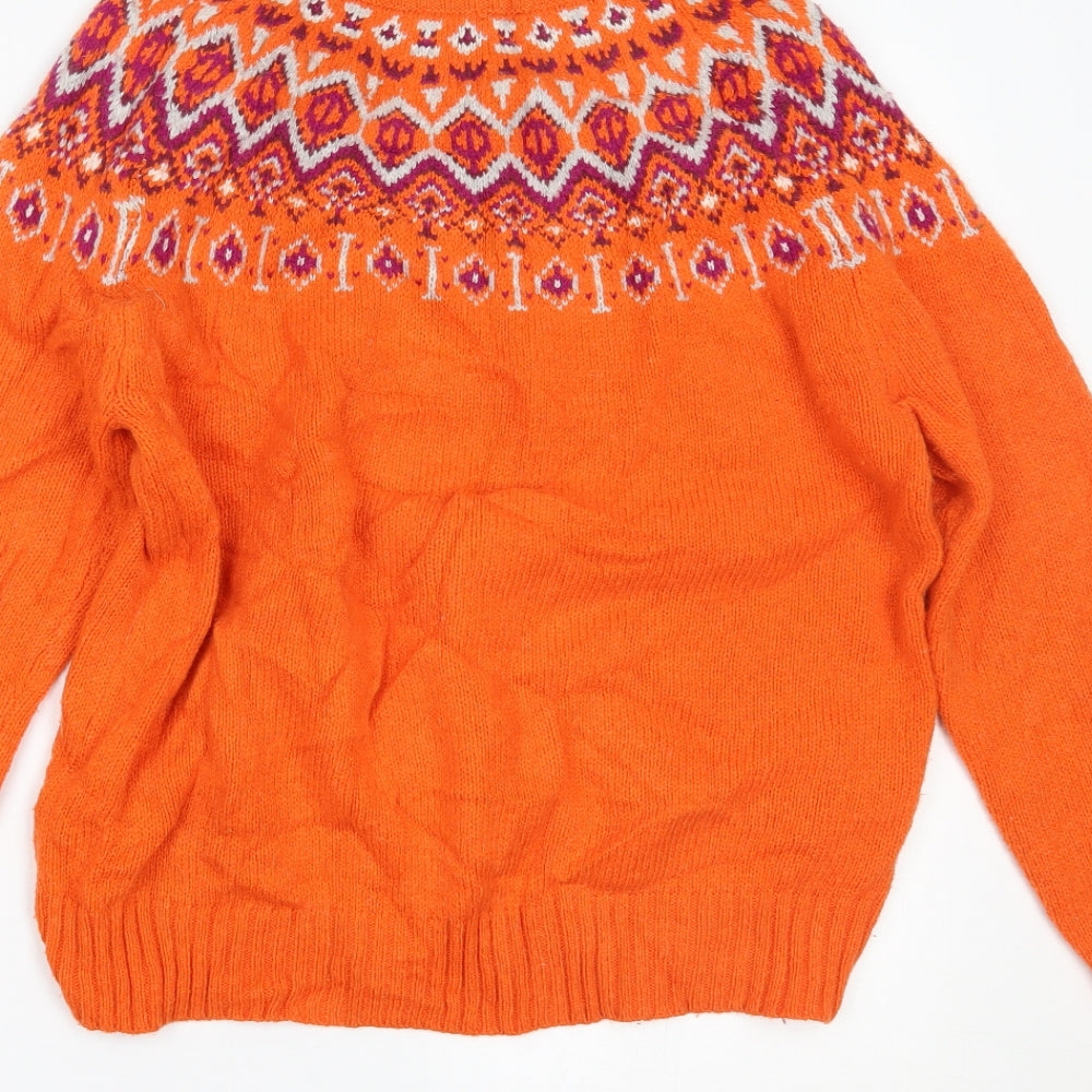 Laura Ashley Womens Orange Fair Isle  Pullover Jumper Size 14